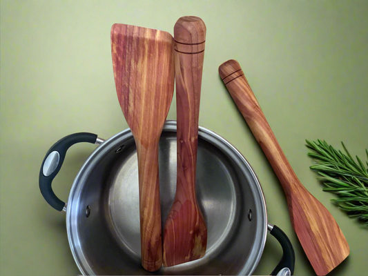 Handmade Cedar Spatula - Midsize Handle - Light Weight